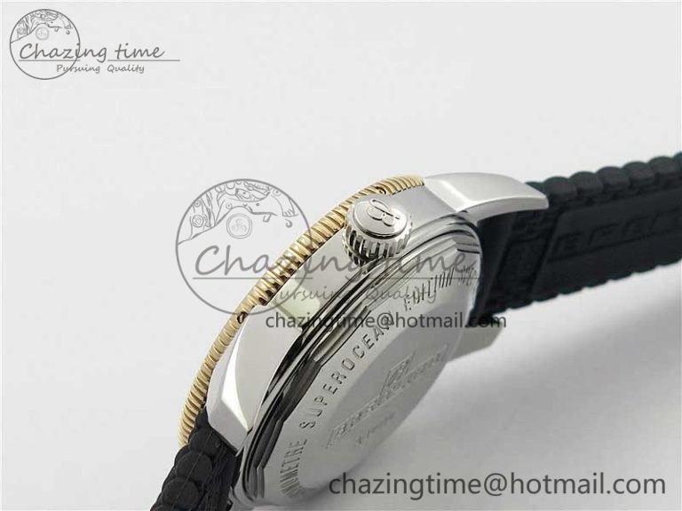 SuperOcean Heritage ii 42mm SS RG GF 1:1 Best Edition Black Dial Black Bezel on Black Rubber Strap A2824 V2