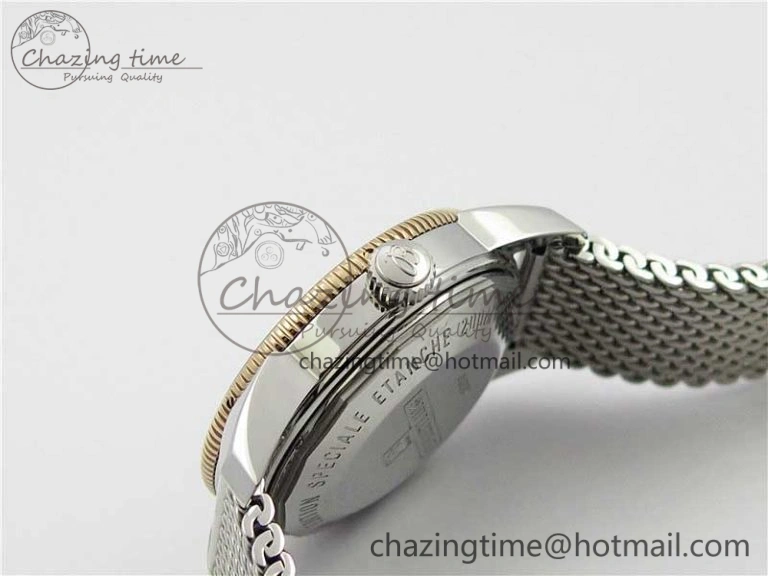 SuperOcean Heritage ii 42mm SS RG GF 1:1 Best Edition Black Dial Black Bezel on SS Mesh Bracelet A2824 V2