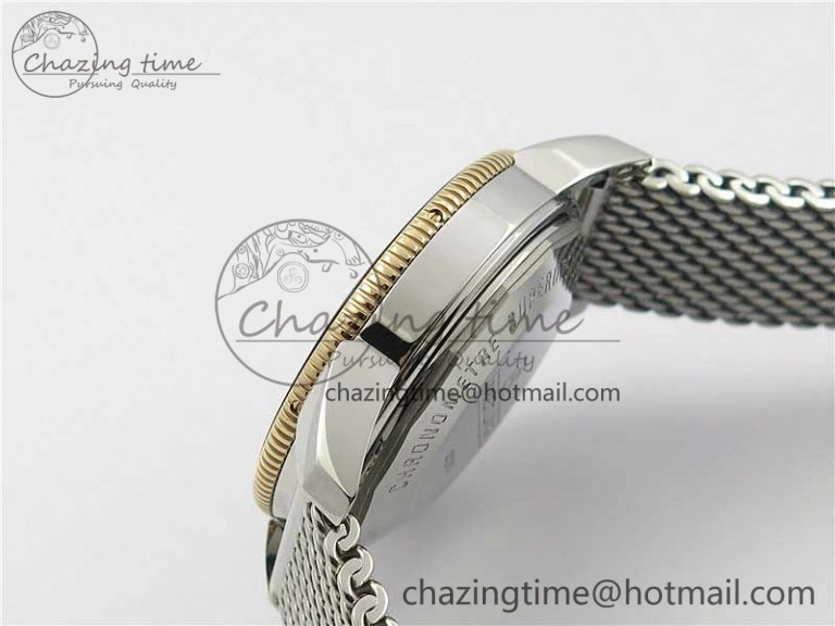 SuperOcean Heritage ii 42mm SS RG GF 1:1 Best Edition Black Dial Black Bezel on SS Mesh Bracelet A2824 V2
