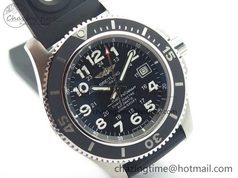 SuperOcean II A17392D7 44mm GF 1:1 Best Edition Black Dial On Rubber Strap A2824