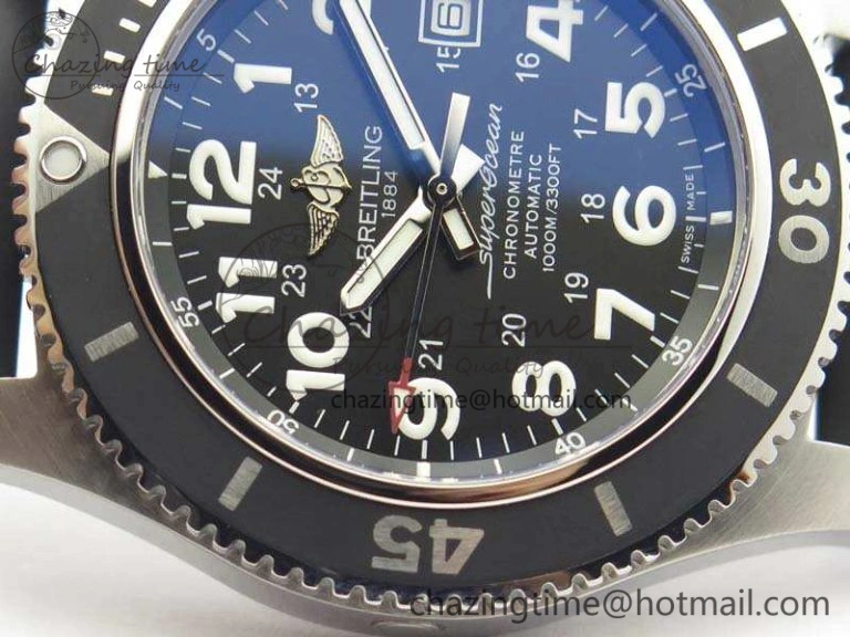 SuperOcean II A17392D7 44mm GF 1:1 Best Edition Black Dial On Rubber Strap A2824