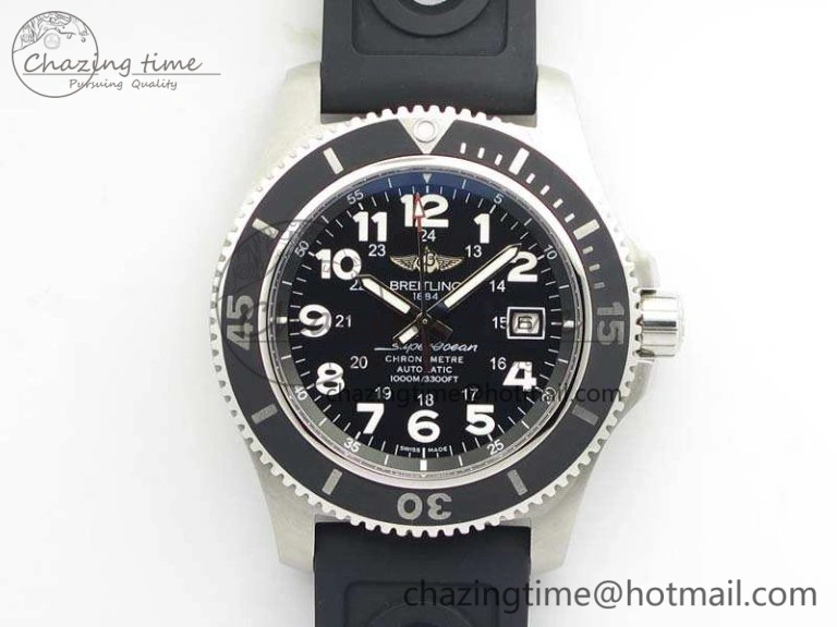 SuperOcean II A17392D7 44mm GF 1:1 Best Edition Black Dial On Rubber Strap A2824