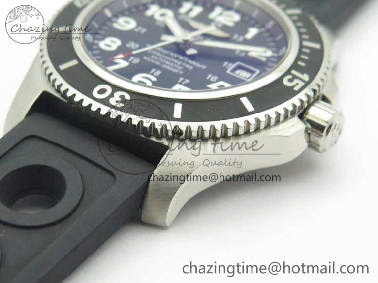 SuperOcean II A17392D7 44mm GF 1:1 Best Edition Black Dial On Rubber Strap A2824