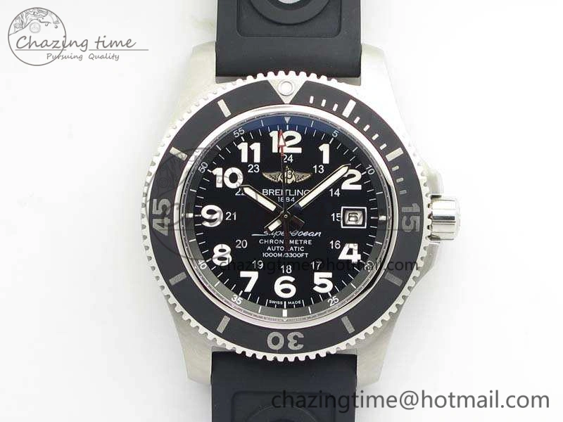 SuperOcean II A17392D7 44mm GF 1:1 Best Edition Black Dial On Rubber Strap A2824