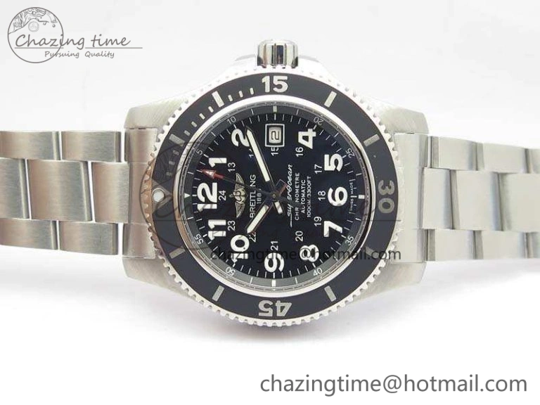 SuperOcean II A17392D7 44mm GF 1:1 Best Edition Black Dial On SS Bracelet A2824