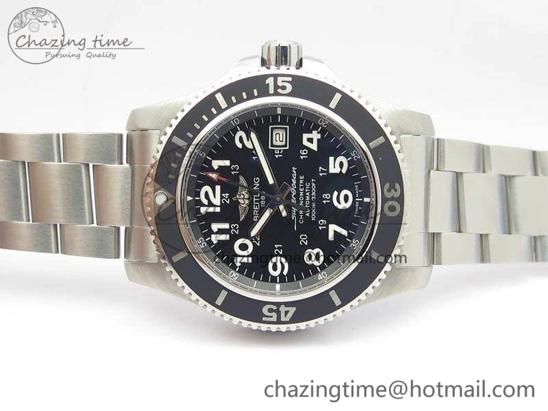 SuperOcean II A17392D7 44mm GF 1:1 Best Edition Black Dial On SS Bracelet A2824