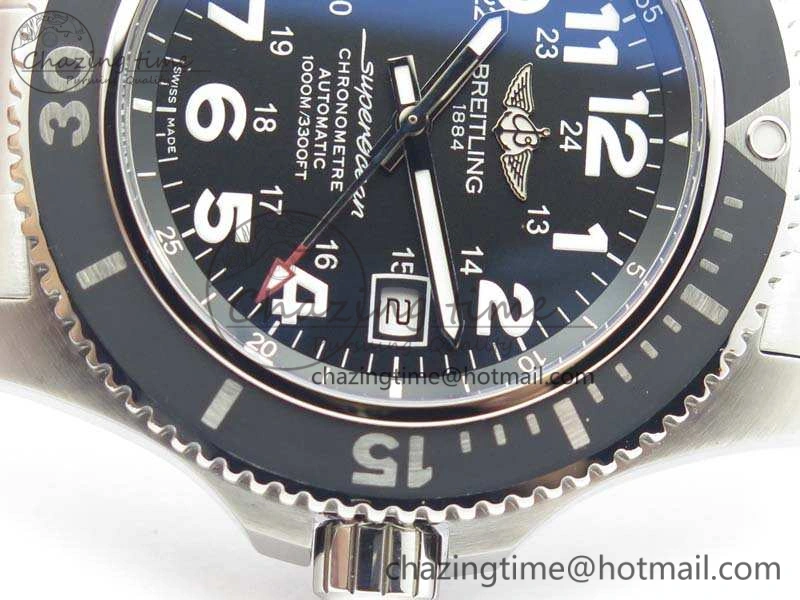 SuperOcean II A17392D7 44mm GF 1:1 Best Edition Black Dial On SS Bracelet A2824