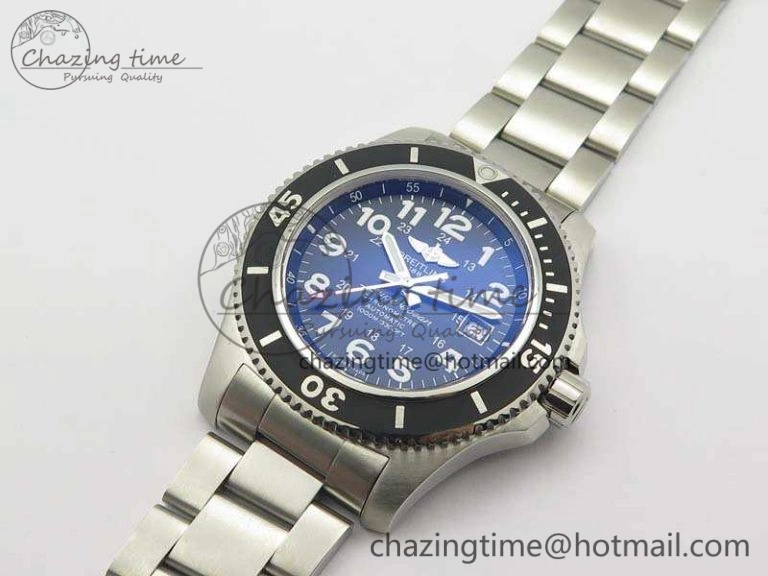 SuperOcean II A17392D7 44mm GF 1:1 Best Edition Black Dial On SS Bracelet A2824