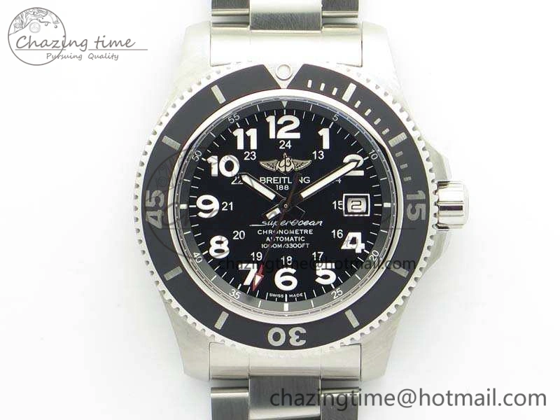 SuperOcean II A17392D7 44mm GF 1:1 Best Edition Black Dial On SS Bracelet A2824
