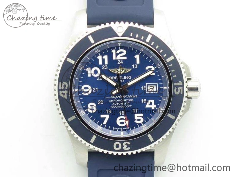 SuperOcean II A17392D7 44mm GF 1:1 Best Edition Blue Dial On Rubber Strap A2824