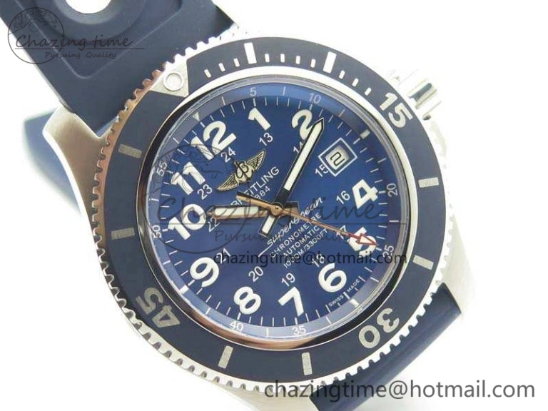 SuperOcean II A17392D7 44mm GF 1:1 Best Edition Blue Dial On Rubber Strap A2824