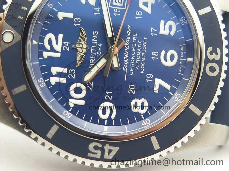 SuperOcean II A17392D7 44mm GF 1:1 Best Edition Blue Dial On Rubber Strap A2824