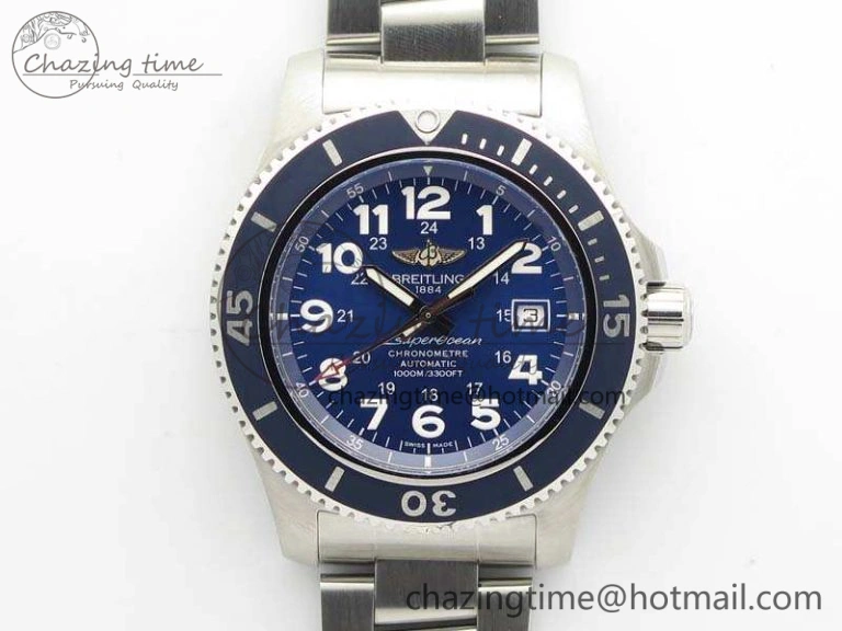 SuperOcean II A17392D7 44mm GF 1:1 Best Edition Blue Dial On SS Bracelet A2824