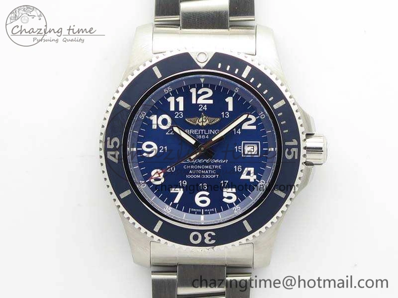 SuperOcean II A17392D7 44mm GF 1:1 Best Edition Blue Dial On SS Bracelet A2824