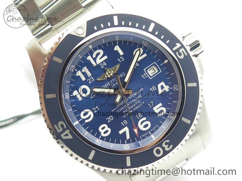 SuperOcean II A17392D7 44mm GF 1:1 Best Edition Blue Dial On SS Bracelet A2824