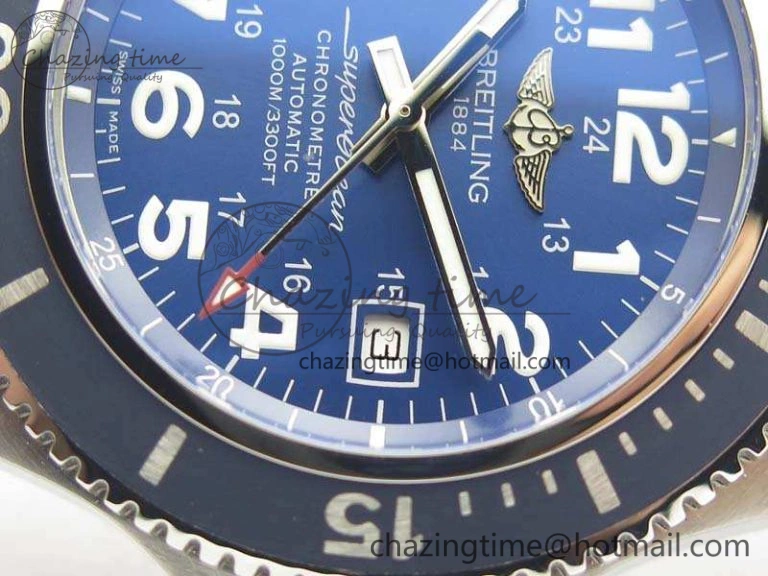 SuperOcean II A17392D7 44mm GF 1:1 Best Edition Blue Dial On SS Bracelet A2824