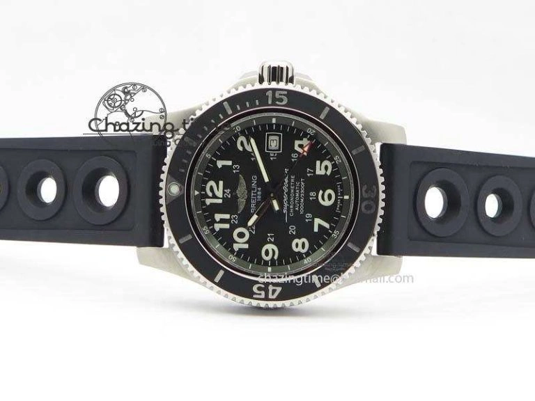 SuperOcean II A17392D7 44mm Noob 1:1 Best Edition Black Dial On Black Rubber Strap A2824