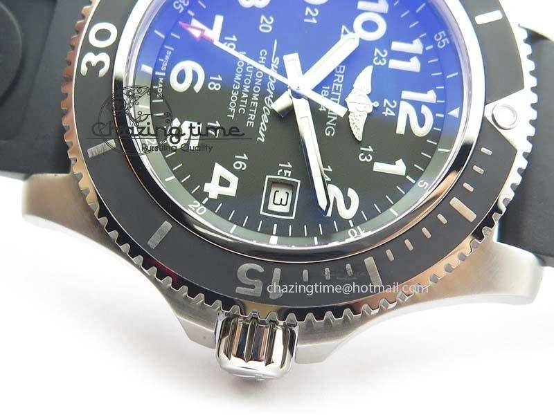 SuperOcean II A17392D7 44mm Noob 1:1 Best Edition Black Dial On Black Rubber Strap A2824