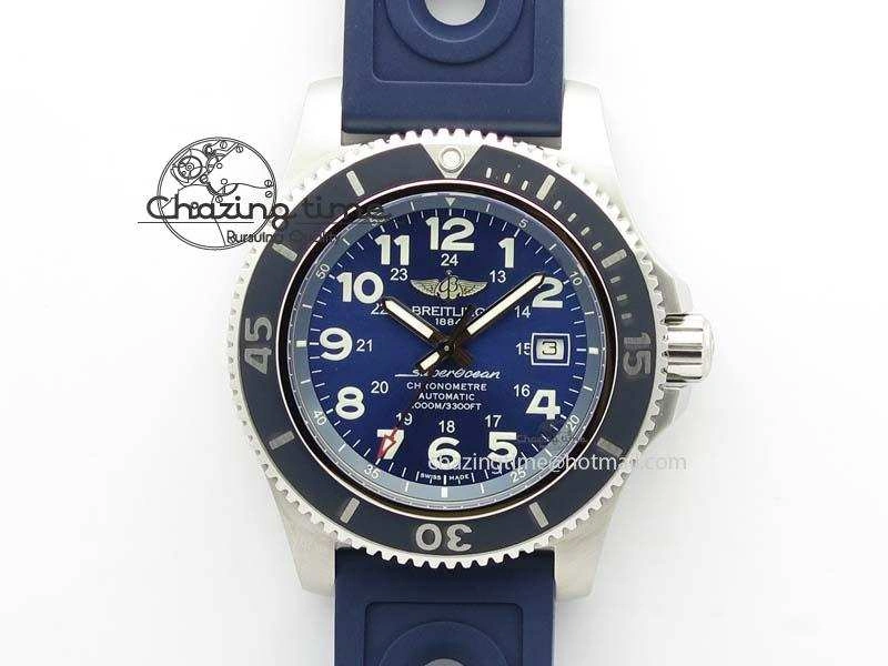 SuperOcean II A17392D8 44mm Noob 1:1 Best Edition Blue Dial On Blue Rubber Strap A2824