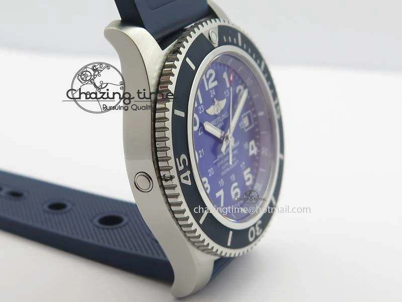 SuperOcean II A17392D8 44mm Noob 1:1 Best Edition Blue Dial On Blue Rubber Strap A2824