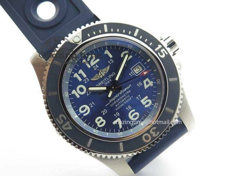 SuperOcean II A17392D8 44mm Noob 1:1 Best Edition Blue Dial On Blue Rubber Strap A2824