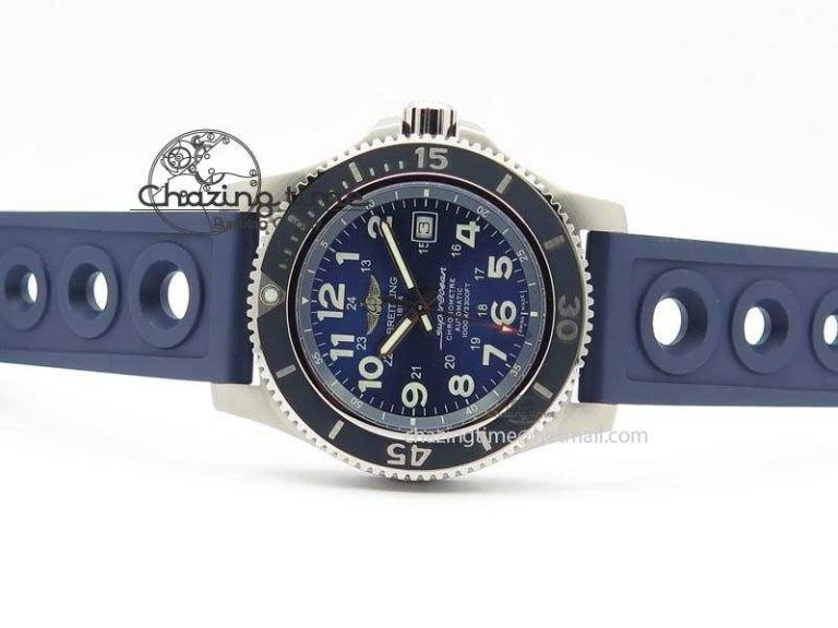 SuperOcean II A17392D8 44mm Noob 1:1 Best Edition Blue Dial On Blue Rubber Strap A2824