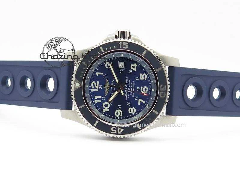 SuperOcean II A17392D8 44mm Noob 1:1 Best Edition Blue Dial On Blue Rubber Strap A2824