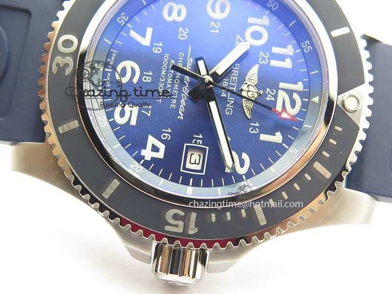 SuperOcean II A17392D8 44mm Noob 1:1 Best Edition Blue Dial On Blue Rubber Strap A2824
