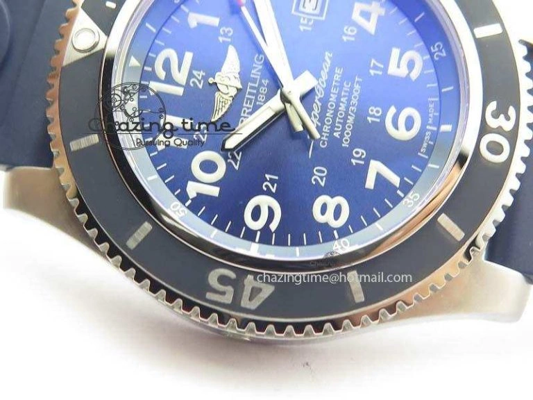 SuperOcean II A17392D8 44mm Noob 1:1 Best Edition Blue Dial On Blue Rubber Strap A2824