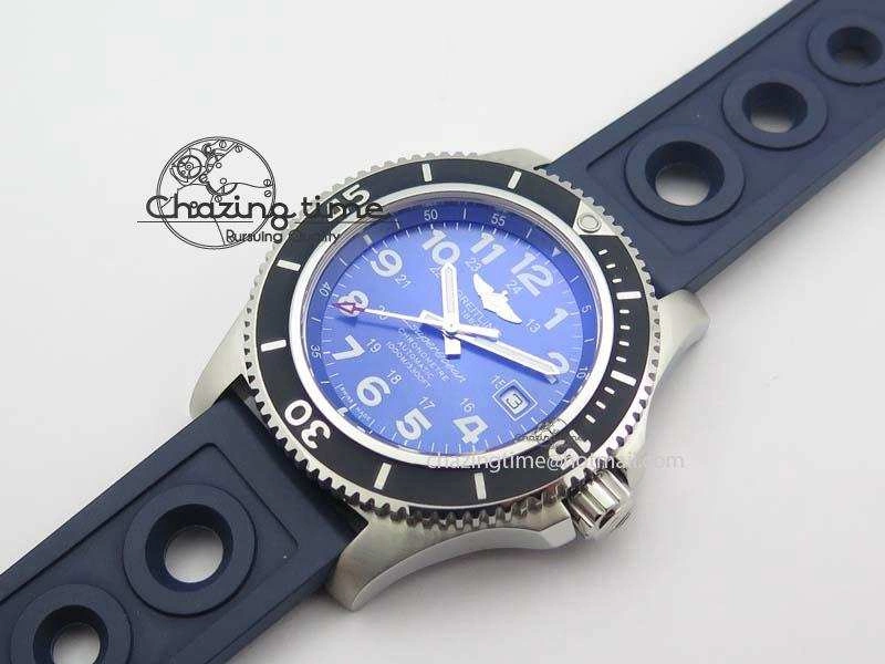 SuperOcean II A17392D8 44mm Noob 1:1 Best Edition Blue Dial On Blue Rubber Strap A2824