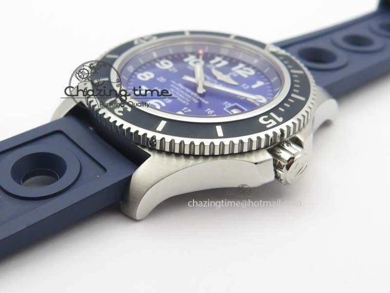 SuperOcean II A17392D8 44mm Noob 1:1 Best Edition Blue Dial On Blue Rubber Strap A2824