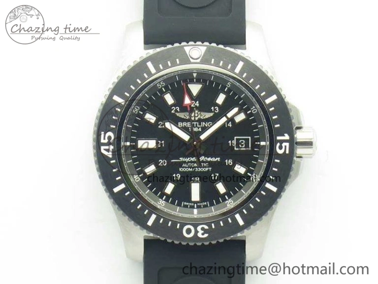 SuperOcean II Y1739316 44mm GF 1:1 Best Edition Black Dial On Rubber Strap A2824