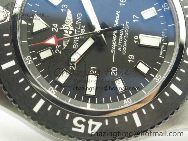SuperOcean II Y1739316 44mm GF 1:1 Best Edition Black Dial On Rubber Strap A2824