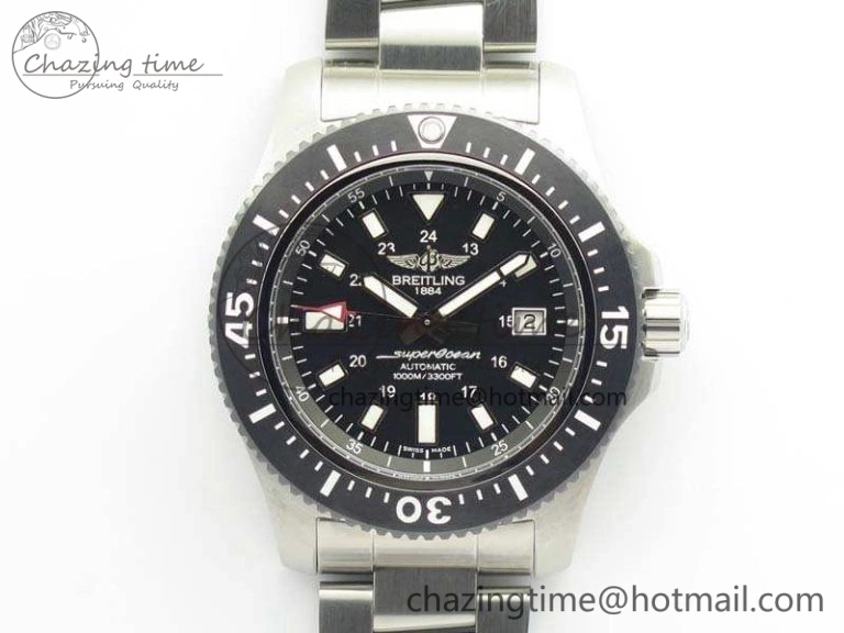 SuperOcean II Y1739316 44mm GF 1:1 Best Edition Black Dial On SS Bracelet A2824