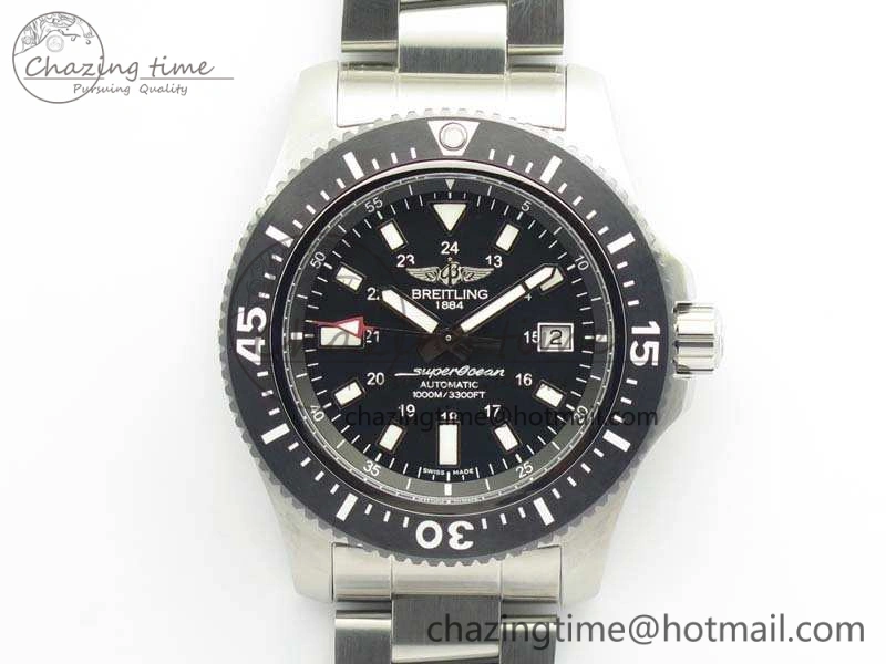 SuperOcean II Y1739316 44mm GF 1:1 Best Edition Black Dial On SS Bracelet A2824