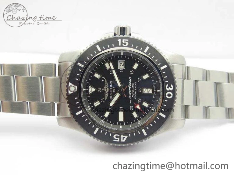 SuperOcean II Y1739316 44mm GF 1:1 Best Edition Black Dial On SS Bracelet A2824