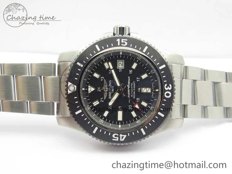SuperOcean II Y1739316 44mm GF 1:1 Best Edition Black Dial On SS Bracelet A2824