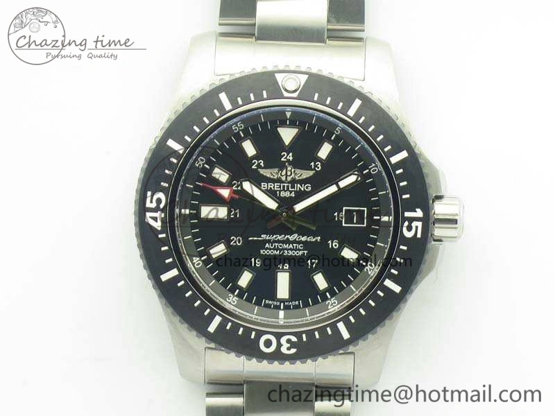 SuperOcean II Y1739316 44mm GF 1:1 Best Edition Black Dial On SS Bracelet A2824