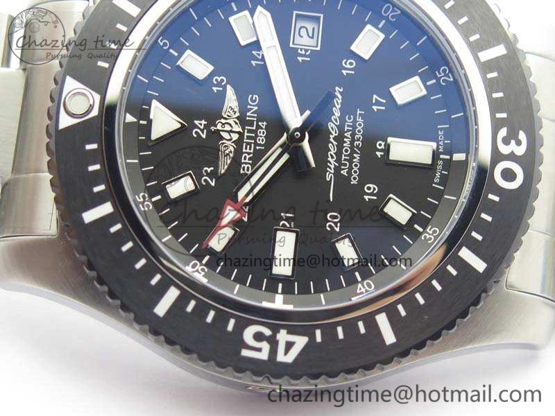 SuperOcean II Y1739316 44mm GF 1:1 Best Edition Black Dial On SS Bracelet A2824