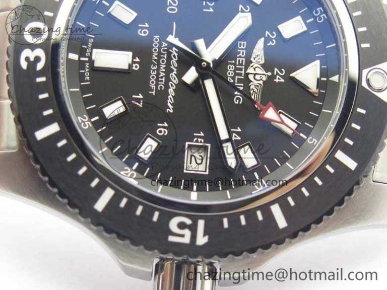 SuperOcean II Y1739316 44mm GF 1:1 Best Edition Black Dial On SS Bracelet A2824