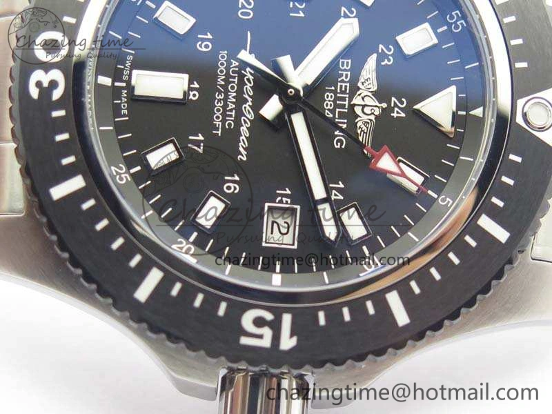 SuperOcean II Y1739316 44mm GF 1:1 Best Edition Black Dial On SS Bracelet A2824