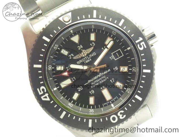 SuperOcean II Y1739316 44mm GF 1:1 Best Edition Black Dial On SS Bracelet A2824
