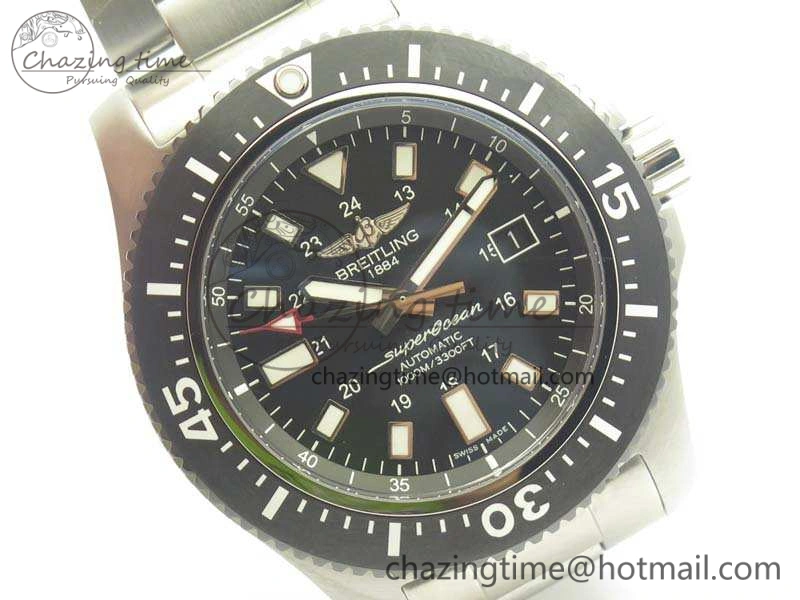 SuperOcean II Y1739316 44mm GF 1:1 Best Edition Black Dial On SS Bracelet A2824