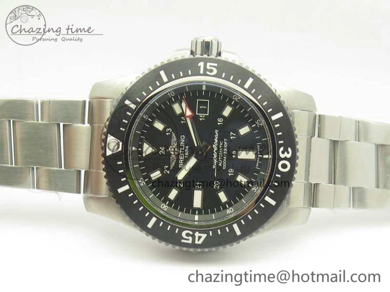 SuperOcean II Y1739316 44mm GF 1:1 Best Edition Black Dial On SS Bracelet A2824