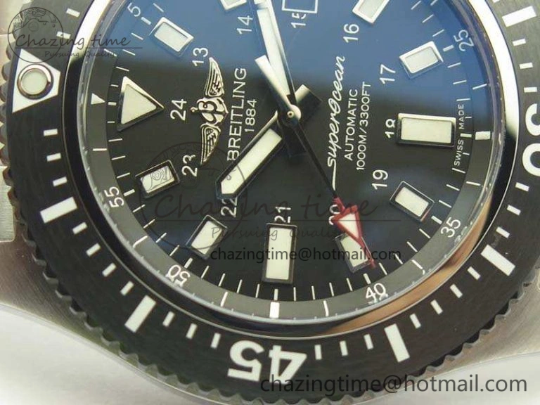 SuperOcean II Y1739316 44mm GF 1:1 Best Edition Black Dial On SS Bracelet A2824