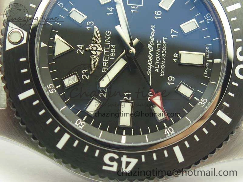 SuperOcean II Y1739316 44mm GF 1:1 Best Edition Black Dial On SS Bracelet A2824
