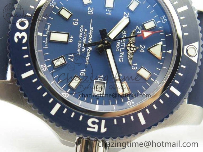 SuperOcean II Y1739316 44mm GF 1:1 Best Edition Blue Dial On Rubber Strap A2824