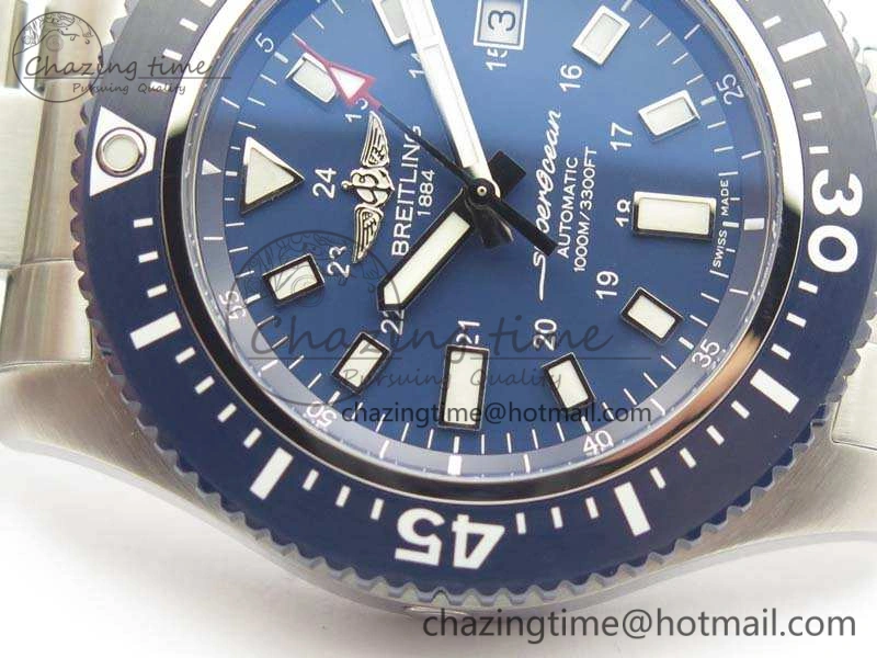 SuperOcean II Y1739316 44mm GF 1:1 Best Edition Blue Dial On SS Bracelet A2824