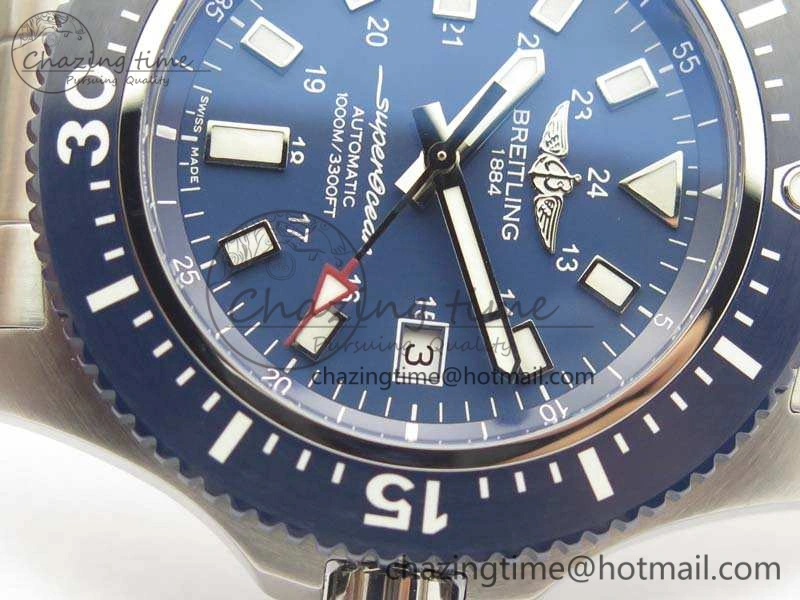 SuperOcean II Y1739316 44mm GF 1:1 Best Edition Blue Dial On SS Bracelet A2824