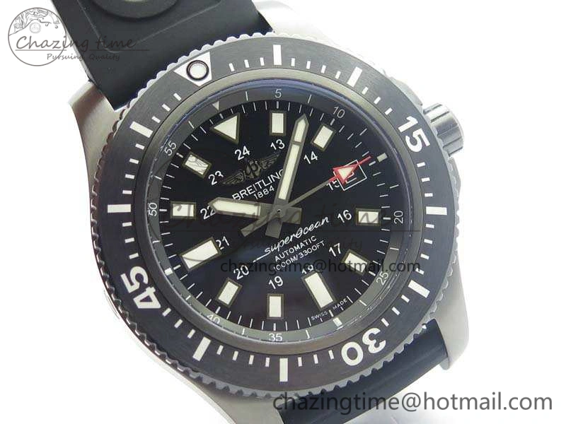 SuperOcean M17393 DLC GF 1:1 Best Edition Black Dial On Rubber Strap A2824